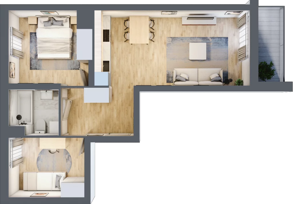 3 pokoje, mieszkanie 53,51 m², piętro 7, oferta nr E2-C146, Warszawski Świt Etap XI, Warszawa, Targówek, Bródno, ul. Warszawski Świt