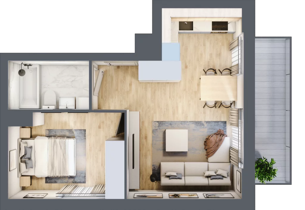 2 pokoje, mieszkanie 39,58 m², piętro 1, oferta nr E2-A013, Warszawski Świt Etap XI, Warszawa, Targówek, Bródno, ul. Warszawski Świt