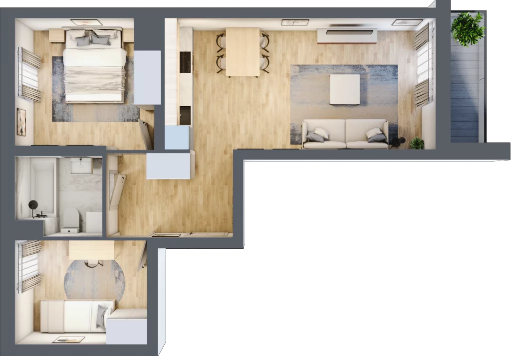 3 pokoje, mieszkanie 53,51 m², piętro 6, oferta nr E2-C143, Warszawski Świt Etap XI, Warszawa, Targówek, Bródno, ul. Warszawski Świt