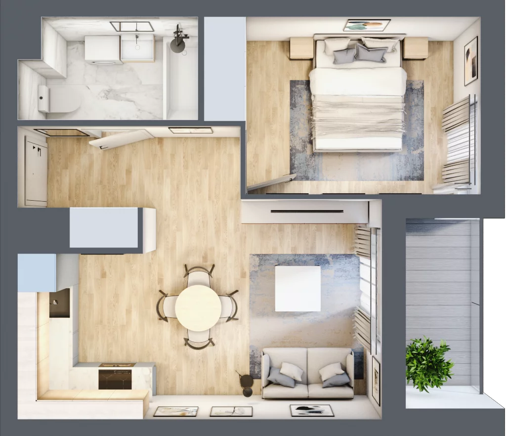 2 pokoje, mieszkanie 38,82 m², piętro 5, oferta nr E2-A045, Warszawski Świt Etap XI, Warszawa, Targówek, Bródno, ul. Warszawski Świt