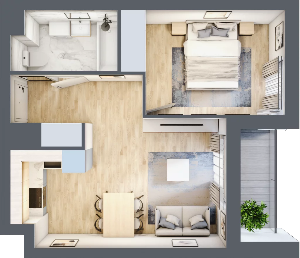 2 pokoje, mieszkanie 38,42 m², piętro 6, oferta nr E2-B103, Warszawski Świt Etap XI, Warszawa, Targówek, Bródno, ul. Warszawski Świt