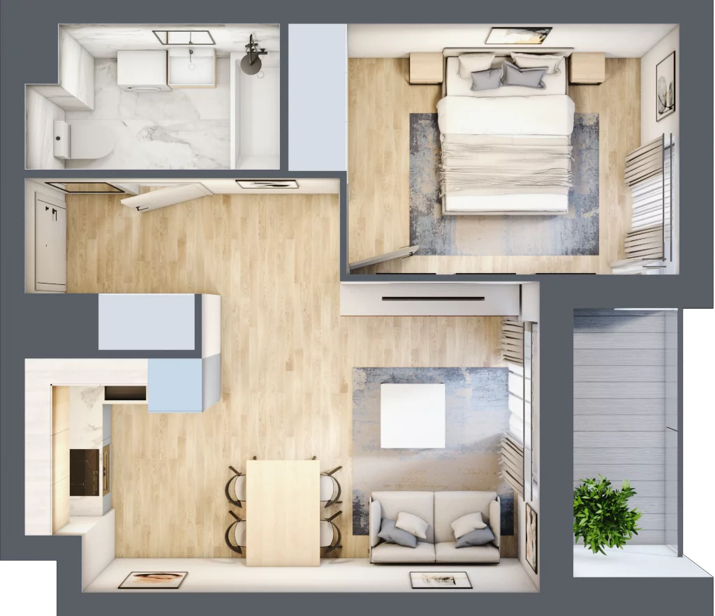 2 pokoje, mieszkanie 38,42 m², piętro 7, oferta nr E2-B113, Warszawski Świt Etap XI, Warszawa, Targówek, Bródno, ul. Warszawski Świt