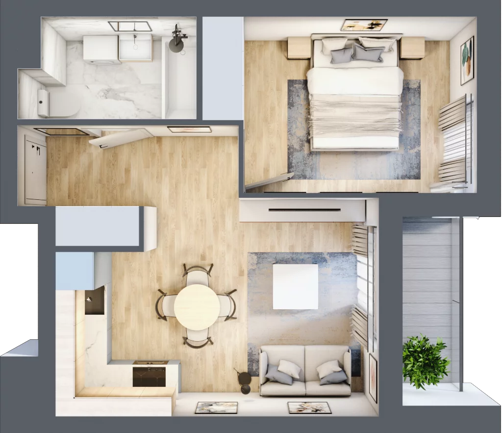 2 pokoje, mieszkanie 37,33 m², piętro 1, oferta nr E2-A011, Warszawski Świt Etap XI, Warszawa, Targówek, Bródno, ul. Warszawski Świt