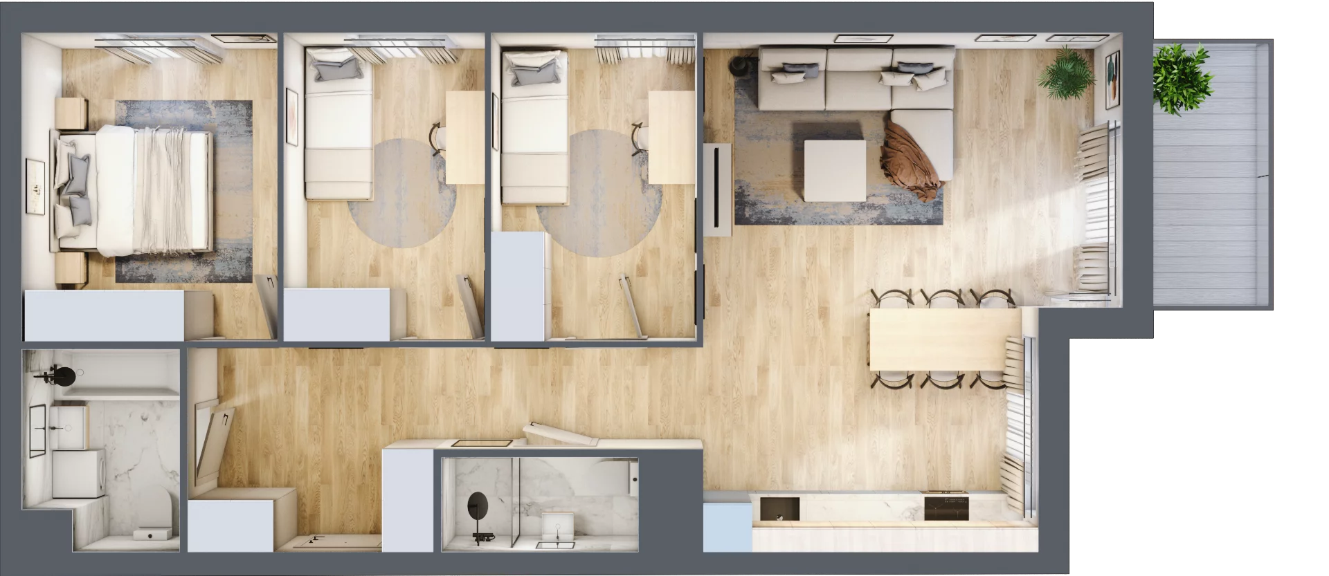 4 pokoje, mieszkanie 79,81 m², piętro 6, oferta nr E2-B100, Warszawski Świt Etap XI, Warszawa, Targówek, Bródno, ul. Warszawski Świt