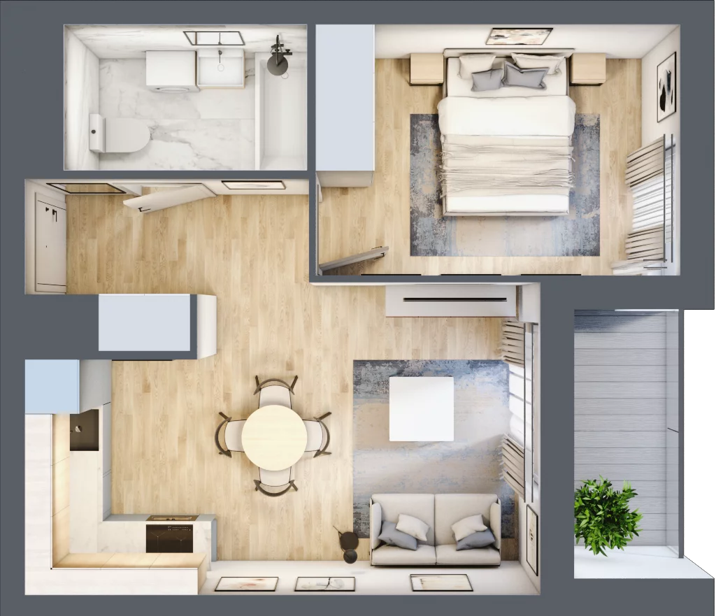 2 pokoje, mieszkanie 38,38 m², piętro 7, oferta nr E2-B111, Warszawski Świt Etap XI, Warszawa, Targówek, Bródno, ul. Warszawski Świt