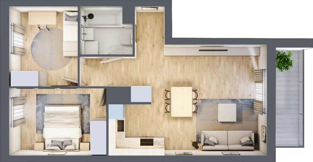 3 pokoje, mieszkanie 56,21 m², piętro 7, oferta nr E2-B109, Warszawski Świt Etap XI, Warszawa, Targówek, Bródno, ul. Warszawski Świt