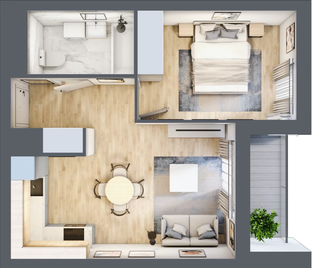 2 pokoje, mieszkanie 38,39 m², piętro 6, oferta nr E2-B101, Warszawski Świt Etap XI, Warszawa, Targówek, Bródno, ul. Warszawski Świt