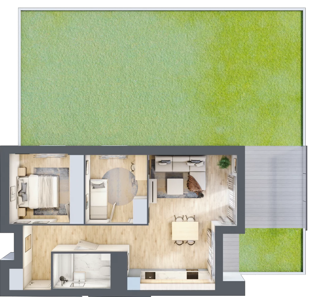 3 pokoje, mieszkanie 60,41 m², parter, oferta nr E2-B052, Warszawski Świt Etap XI, Warszawa, Targówek, Bródno, ul. Warszawski Świt
