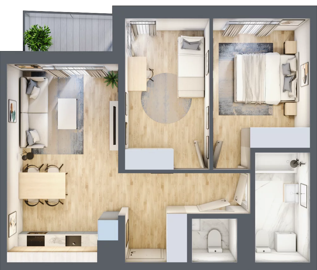 3 pokoje, mieszkanie 56,24 m², piętro 2, oferta nr A33, Zakątek Włochy, Warszawa, Włochy, ul. Robotnicza 11/13