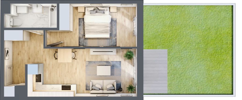 2 pokoje, mieszkanie 40,52 m², parter, oferta nr C62, Zakątek Włochy, Warszawa, Włochy, ul. Robotnicza 11/13