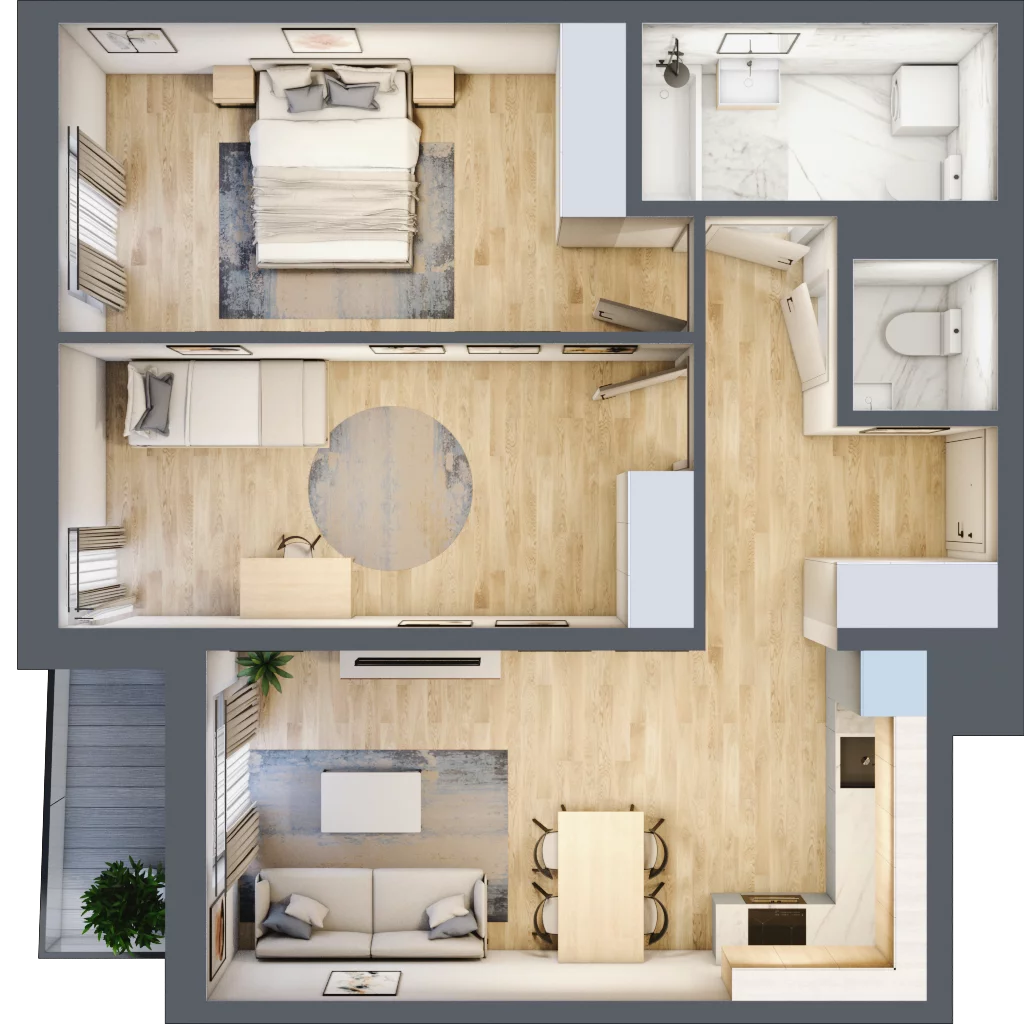 3 pokoje, mieszkanie 65,98 m², piętro 1, oferta nr A22, Zakątek Włochy, Warszawa, Włochy, ul. Robotnicza 11/13
