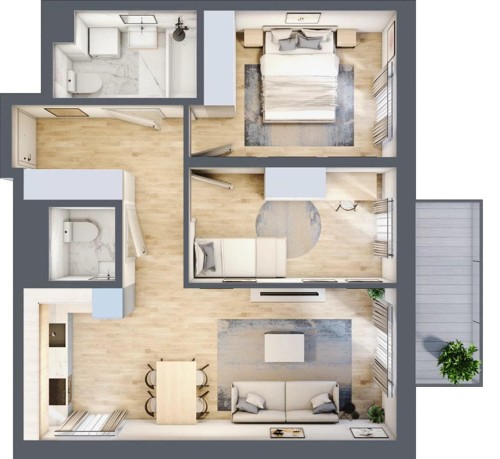 3 pokoje, mieszkanie 57,47 m², piętro 1, oferta nr C79, Zakątek Włochy, Warszawa, Włochy, ul. Robotnicza 11/13