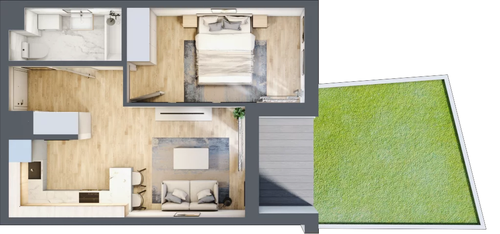 2 pokoje, mieszkanie 37,70 m², parter, oferta nr A02, Zakątek Włochy, Warszawa, Włochy, ul. Robotnicza 11/13