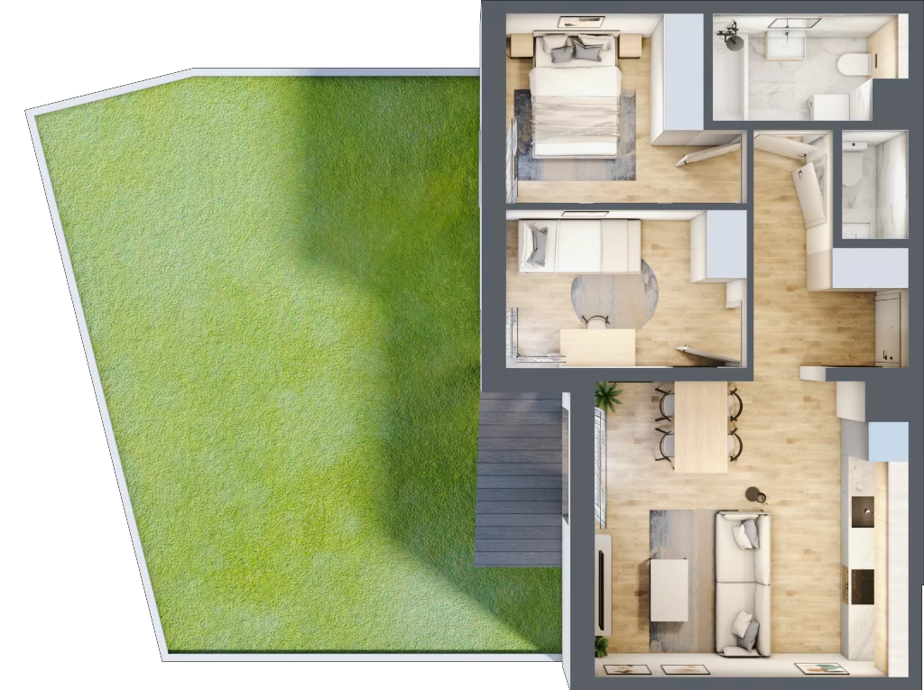 3 pokoje, mieszkanie 51,98 m², parter, oferta nr C68, Zakątek Włochy, Warszawa, Włochy, ul. Robotnicza 11/13