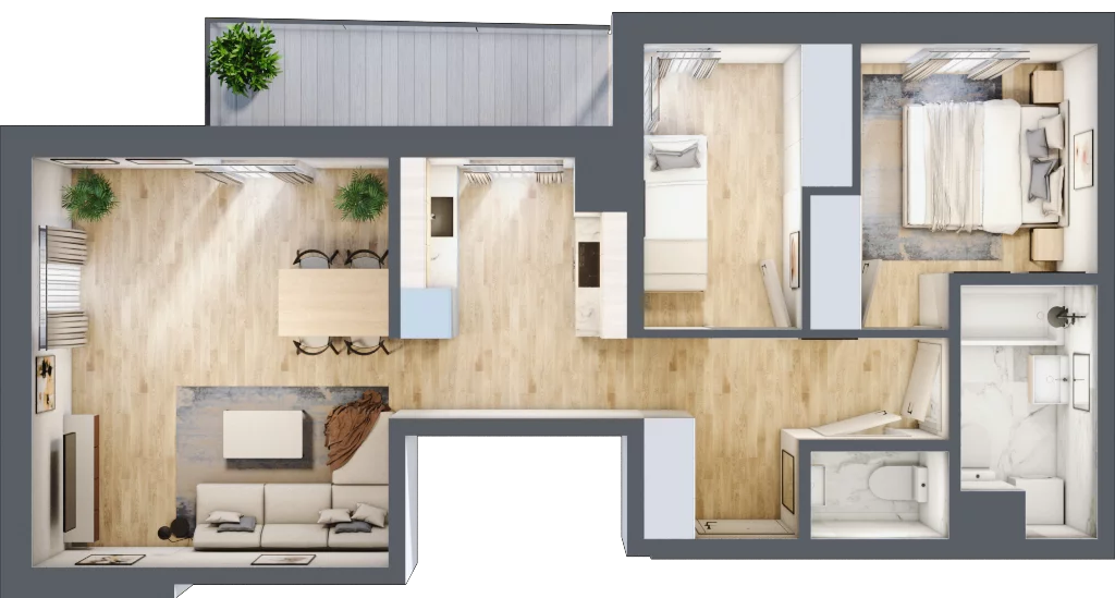3 pokoje, mieszkanie 58,23 m², piętro 3, oferta nr A44, Zakątek Włochy, Warszawa, Włochy, ul. Robotnicza 11/13