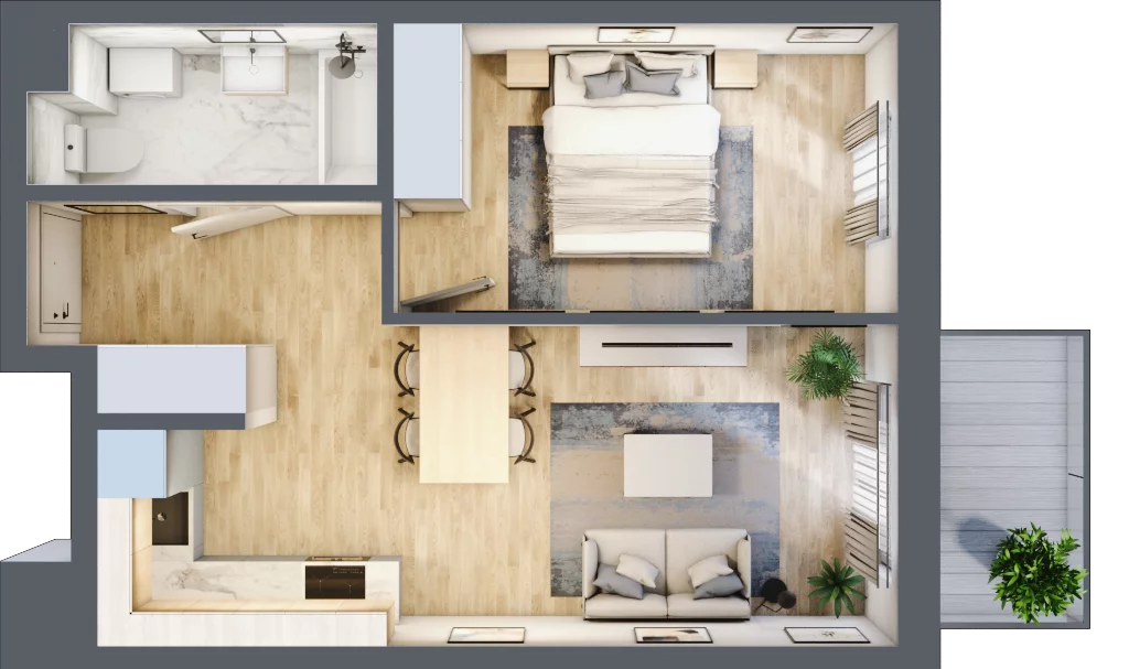 2 pokoje, mieszkanie 38,91 m², piętro 3, oferta nr C101, Zakątek Włochy, Warszawa, Włochy, ul. Robotnicza 11/13