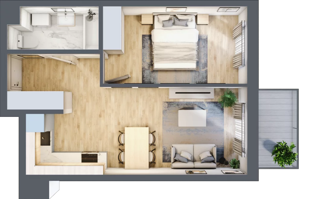 2 pokoje, mieszkanie 41,01 m², piętro 1, oferta nr A18, Zakątek Włochy, Warszawa, Włochy, ul. Robotnicza 11/13