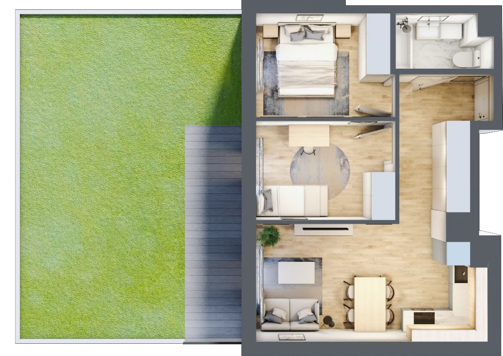 3 pokoje, mieszkanie 46,65 m², parter, oferta nr B48, Zakątek Włochy, Warszawa, Włochy, ul. Robotnicza 11/13