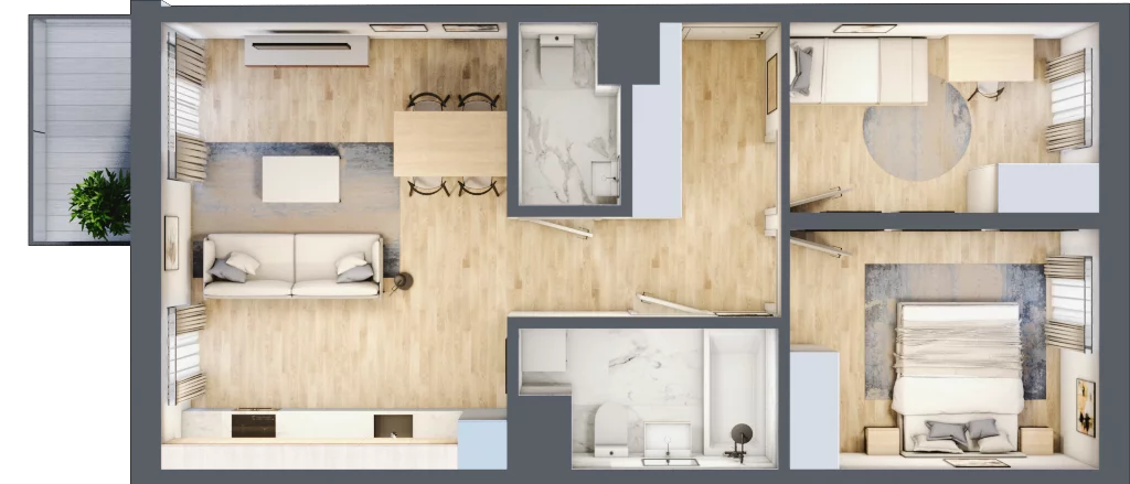 3 pokoje, mieszkanie 58,72 m², piętro 2, oferta nr B53, Zakątek Włochy, Warszawa, Włochy, ul. Robotnicza 11/13