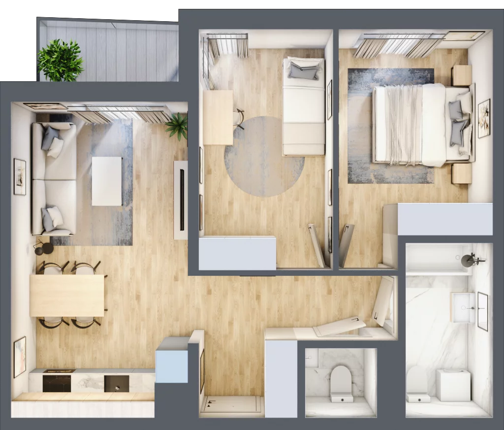 3 pokoje, mieszkanie 56,24 m², piętro 1, oferta nr A21, Zakątek Włochy, Warszawa, Włochy, ul. Robotnicza 11/13