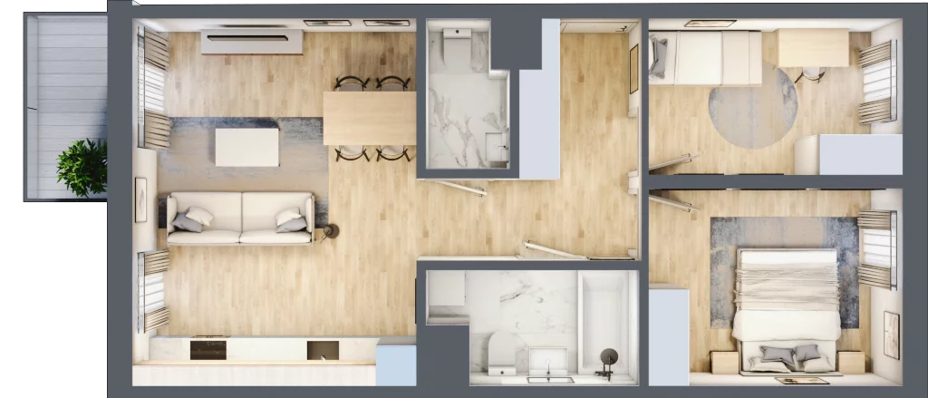 3 pokoje, mieszkanie 58,72 m², piętro 3, oferta nr B56, Zakątek Włochy, Warszawa, Włochy, ul. Robotnicza 11/13