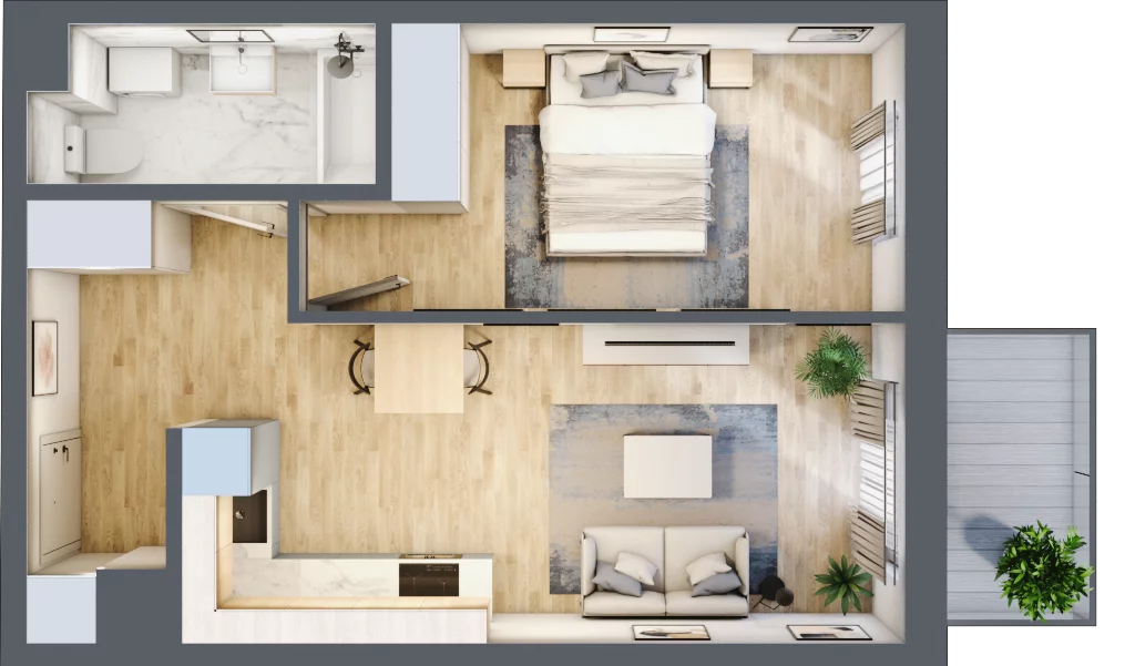 2 pokoje, mieszkanie 40,52 m², piętro 3, oferta nr C99, Zakątek Włochy, Warszawa, Włochy, ul. Robotnicza 11/13