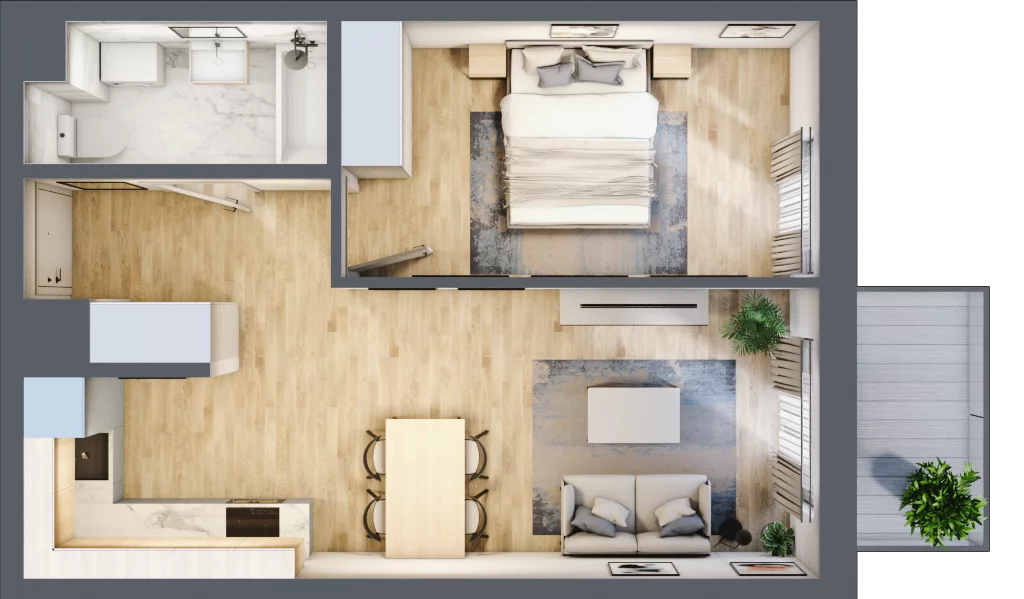 2 pokoje, mieszkanie 41,84 m², piętro 1, oferta nr A16, Zakątek Włochy, Warszawa, Włochy, ul. Robotnicza 11/13