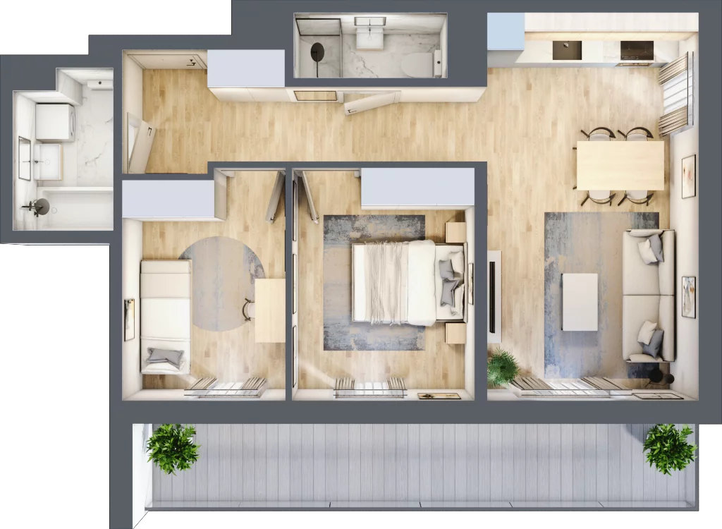 3 pokoje, mieszkanie 57,65 m², piętro 2, oferta nr A31, Zakątek Włochy, Warszawa, Włochy, ul. Robotnicza 11/13