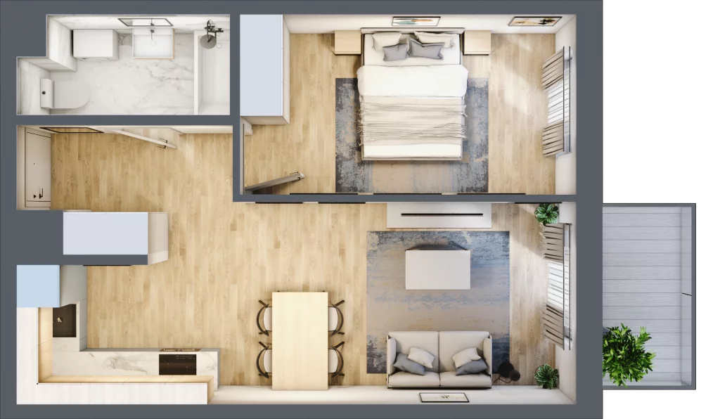 2 pokoje, mieszkanie 41,60 m², piętro 1, oferta nr A15, Zakątek Włochy, Warszawa, Włochy, ul. Robotnicza 11/13