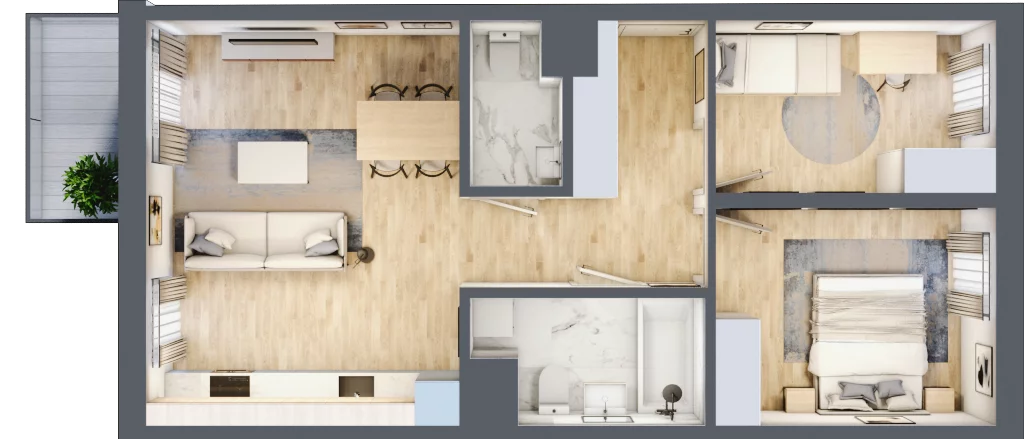 3 pokoje, mieszkanie 58,72 m², piętro 1, oferta nr B50, Zakątek Włochy, Warszawa, Włochy, ul. Robotnicza 11/13