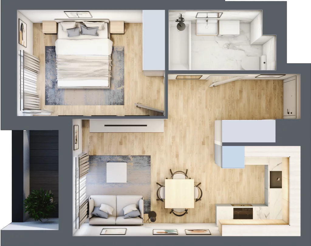 2 pokoje, mieszkanie 38,76 m², piętro 1, oferta nr L-A015, Warszawski Świt Etap XII, Warszawa, Targówek, Bródno, ul. Warszawski Świt