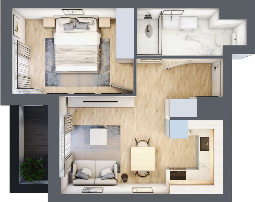 2 pokoje, mieszkanie 36,14 m², piętro 4, oferta nr L-A046, Warszawski Świt Etap XII, Warszawa, Targówek, Bródno, ul. Warszawski Świt