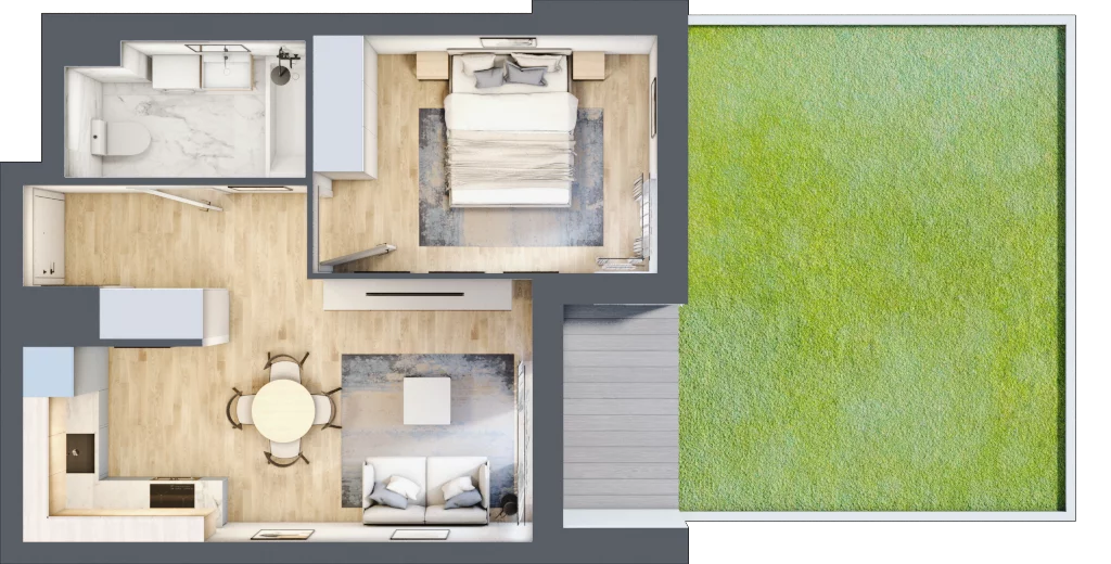 2 pokoje, mieszkanie 38,57 m², parter, oferta nr L-A002, Warszawski Świt Etap XII, Warszawa, Targówek, Bródno, ul. Warszawski Świt