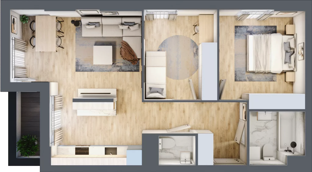 3 pokoje, mieszkanie 62,83 m², piętro 1, oferta nr L-A018, Warszawski Świt Etap XII, Warszawa, Targówek, Bródno, ul. Warszawski Świt