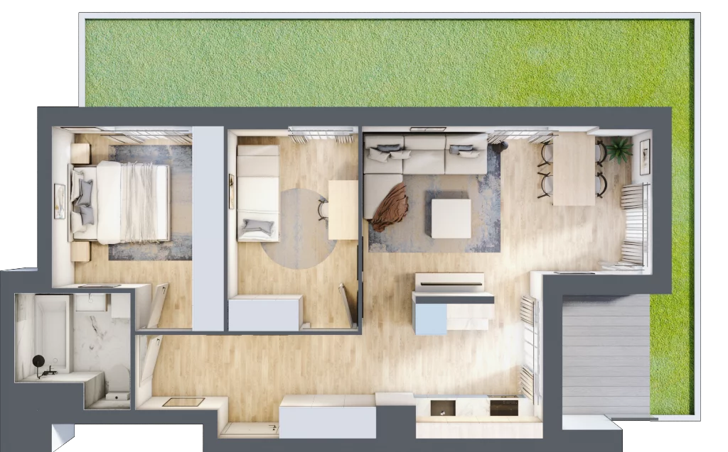 3 pokoje, mieszkanie 59,47 m², parter, oferta nr L-B065, Warszawski Świt Etap XII, Warszawa, Targówek, Bródno, ul. Warszawski Świt