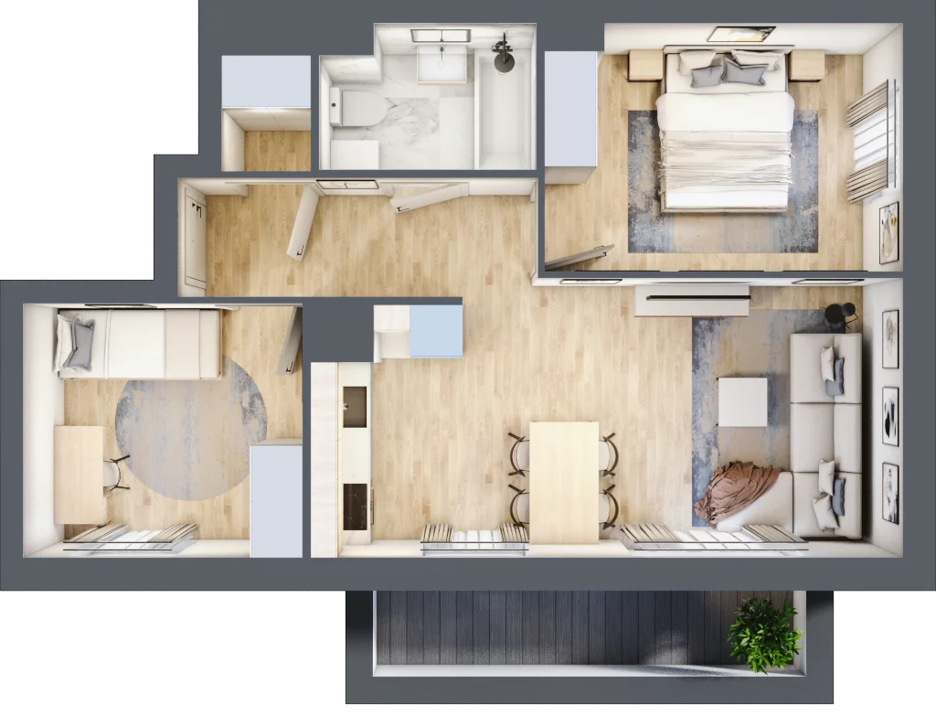 3 pokoje, mieszkanie 51,93 m², piętro 4, oferta nr L-B100, Warszawski Świt Etap XII, Warszawa, Targówek, Bródno, ul. Warszawski Świt