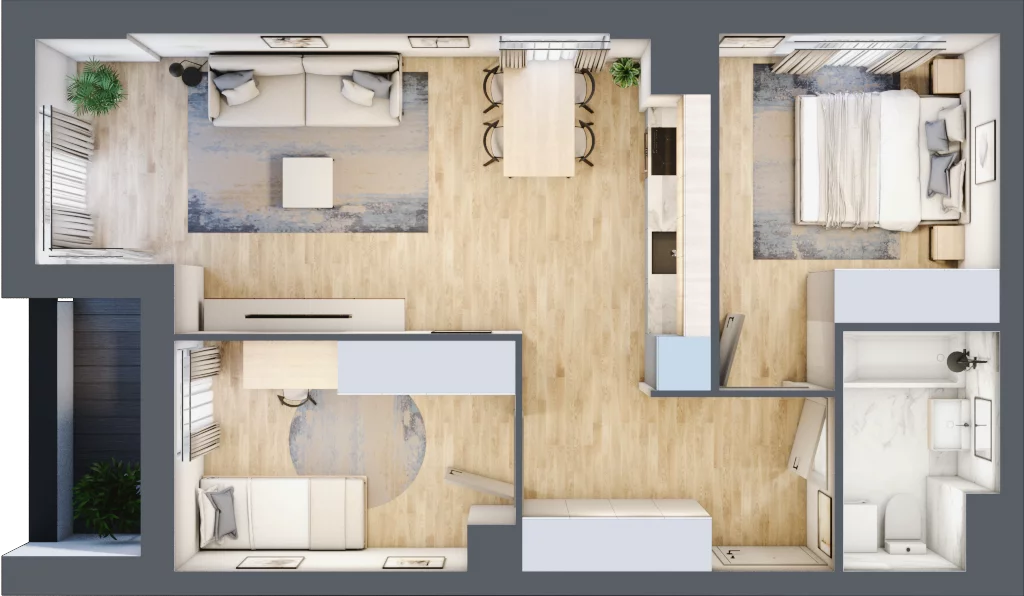 3 pokoje, mieszkanie 56,59 m², piętro 1, oferta nr L-B080, Warszawski Świt Etap XII, Warszawa, Targówek, Bródno, ul. Warszawski Świt