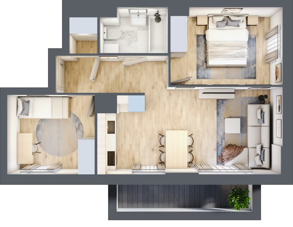 3 pokoje, mieszkanie 51,80 m², piętro 1, oferta nr L-B076, Warszawski Świt Etap XII, Warszawa, Targówek, Bródno, ul. Warszawski Świt