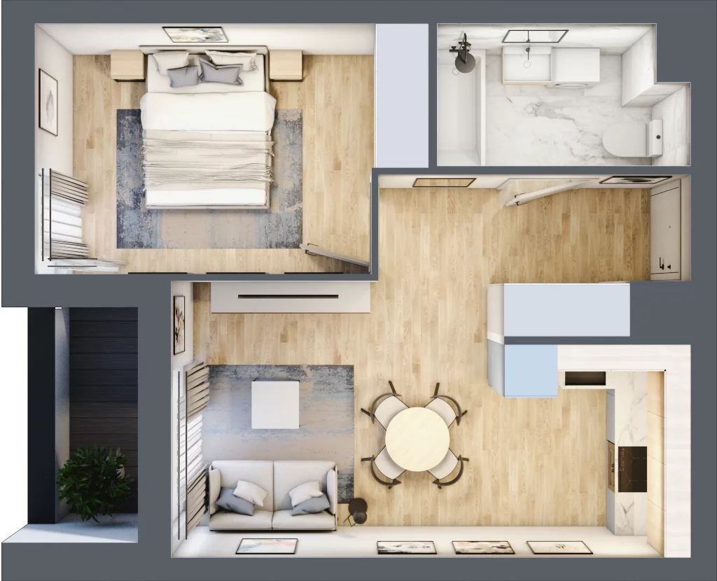 2 pokoje, mieszkanie 38,68 m², piętro 1, oferta nr L-B079, Warszawski Świt Etap XII, Warszawa, Targówek, Bródno, ul. Warszawski Świt