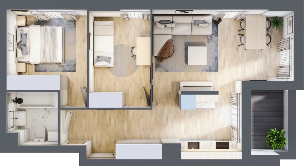 3 pokoje, mieszkanie 58,36 m², piętro 1, oferta nr L-B073, Warszawski Świt Etap XII, Warszawa, Targówek, Bródno, ul. Warszawski Świt