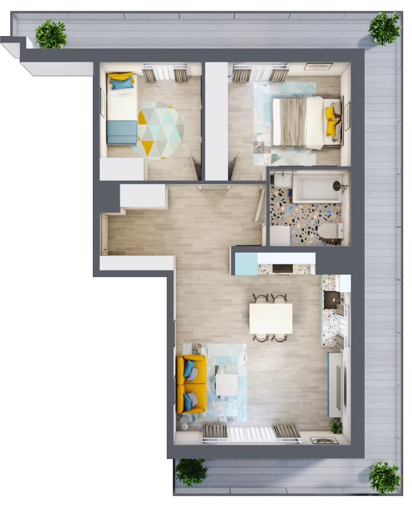 3 pokoje, mieszkanie 57,34 m², piętro 4, oferta nr F17, ul. Glogera - bud. F i G, Kraków, Prądnik Biały, Górka Narodowa, ul. Zygmunta Glogera