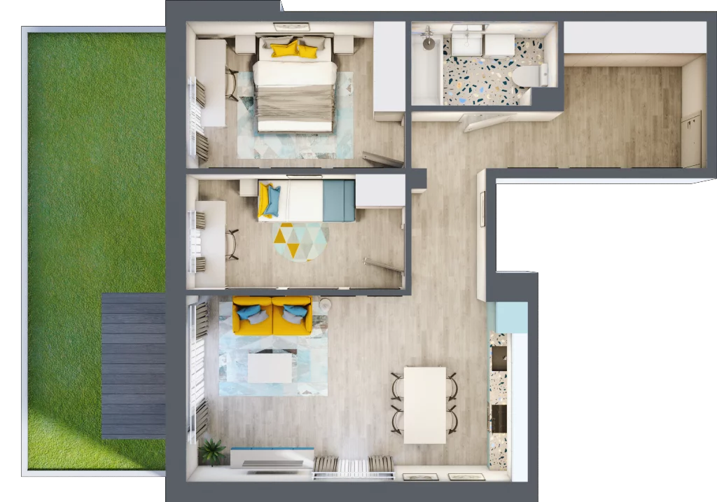 3 pokoje, mieszkanie 62,34 m², parter, oferta nr 7, Smętna Garden, Kraków, Bronowice, Bronowice Wielkie, ul. Smętna 1E/F