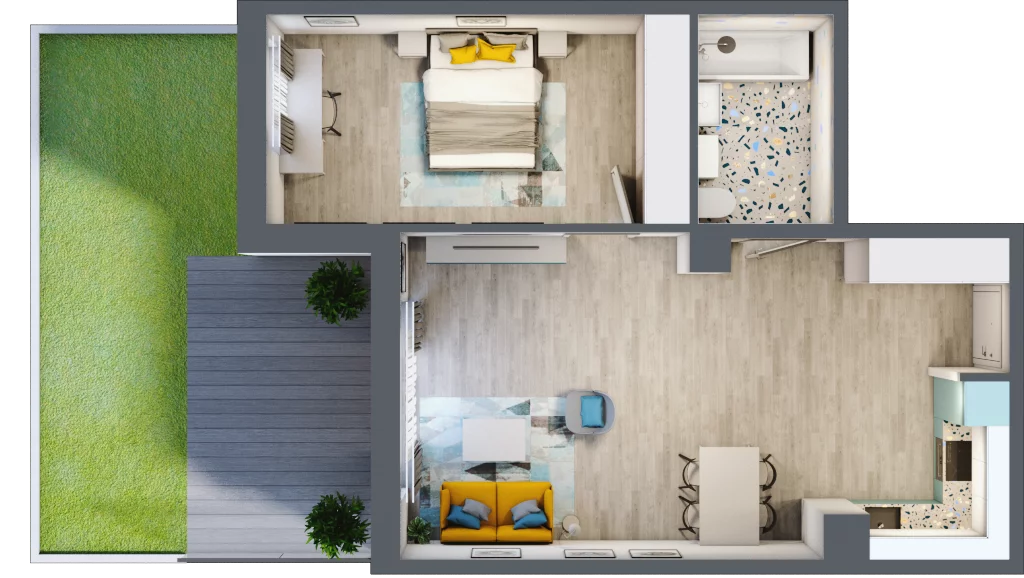 2 pokoje, mieszkanie 55,35 m², parter, oferta nr 9, Smętna Garden, Kraków, Bronowice, Bronowice Wielkie, ul. Smętna 1E/F