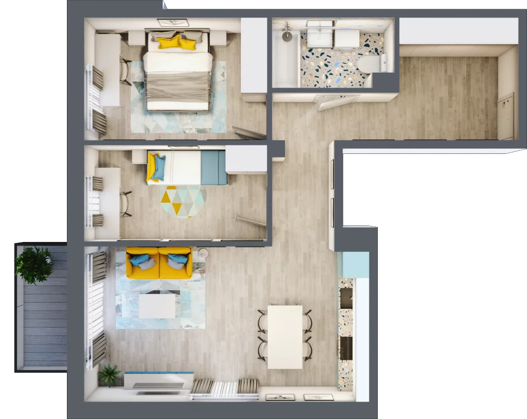 3 pokoje, mieszkanie 62,33 m², piętro 1, oferta nr 12, Smętna Garden, Kraków, Bronowice, Bronowice Wielkie, ul. Smętna 1E/F