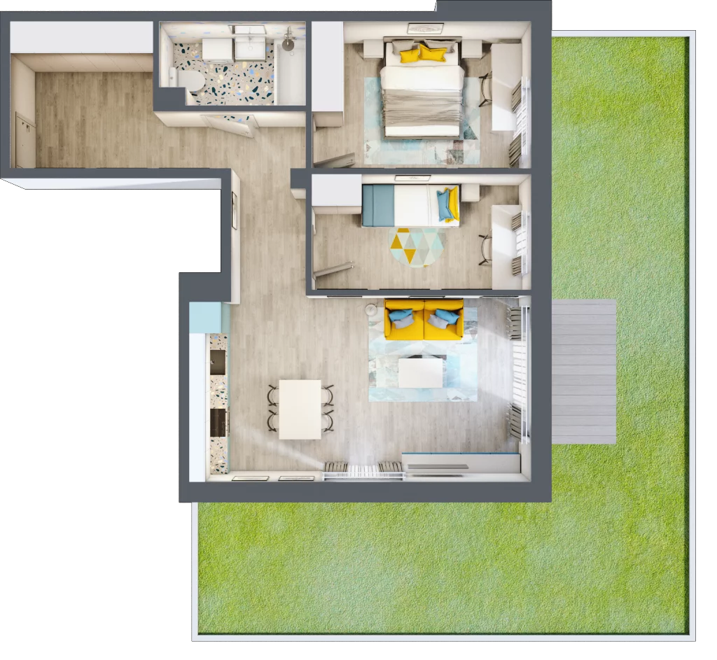 3 pokoje, mieszkanie 62,29 m², parter, oferta nr 4, Smętna Garden, Kraków, Bronowice, Bronowice Wielkie, ul. Smętna 1E/F