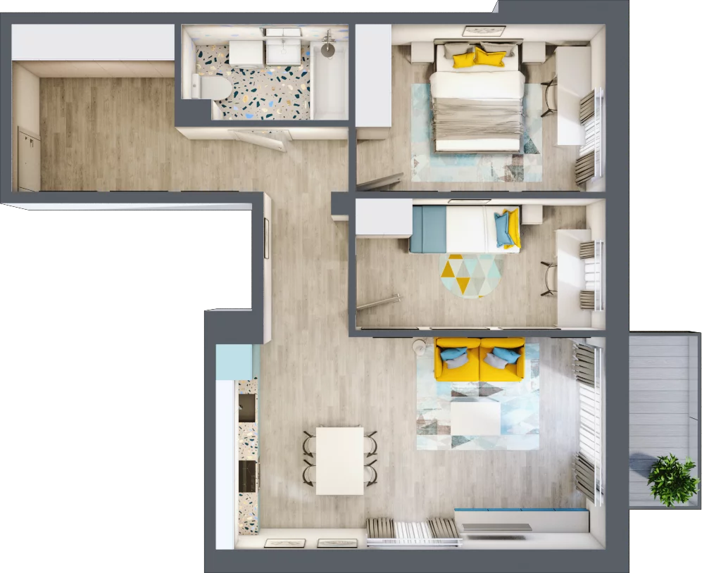3 pokoje, mieszkanie 62,55 m², piętro 1, oferta nr 19, Smętna Garden, Kraków, Bronowice, Bronowice Wielkie, ul. Smętna 1E/F