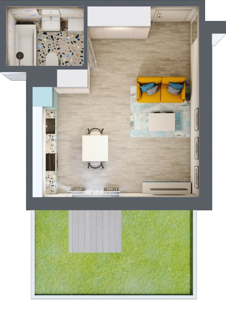 1 pokój, mieszkanie 30,13 m², parter, oferta nr 6, Smętna Garden, Kraków, Bronowice, Bronowice Wielkie, ul. Smętna 1E/F