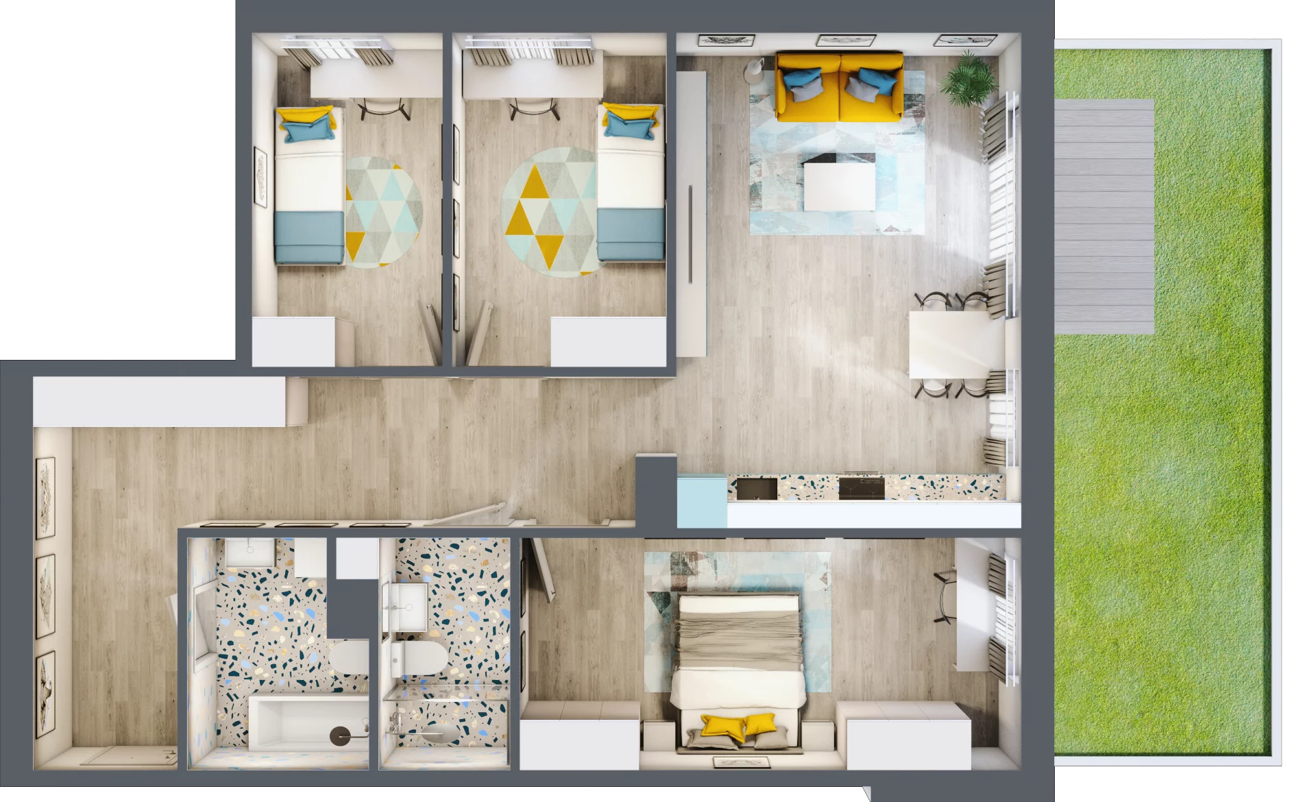 4 pokoje, mieszkanie 88,22 m², parter, oferta nr 1, Smętna Garden, Kraków, Bronowice, Bronowice Wielkie, ul. Smętna 1E/F