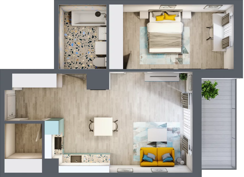 2 pokoje, mieszkanie 54,56 m², piętro 1, oferta nr 17, Smętna Garden, Kraków, Bronowice, Bronowice Wielkie, ul. Smętna 1E/F