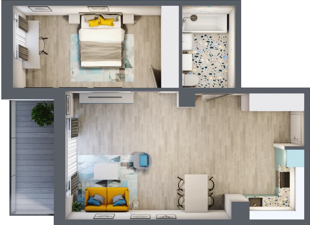 2 pokoje, mieszkanie 55,52 m², piętro 1, oferta nr 14, Smętna Garden, Kraków, Bronowice, Bronowice Wielkie, ul. Smętna 1E/F